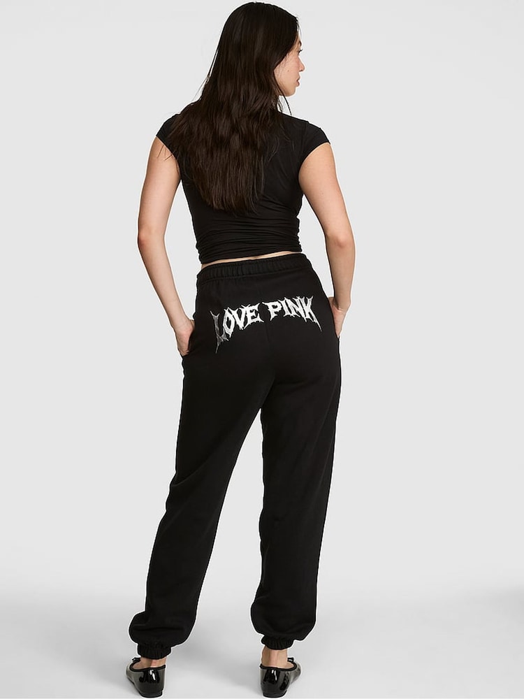 Victoria's Secret PINK Black Halloween Cuffed Fleece Joggers - Image 1 of 2 Victoria's Secret PINK Black Halloween Cuffed Fleece Joggers - Image 1 of 2