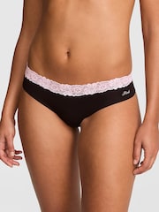 Victoria's Secret Pink Black Thong Lace Trim Knickers - Image 1 of 2