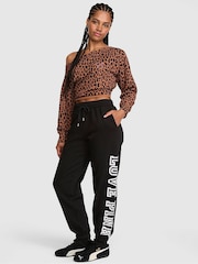 Victoria's Secret PINK Black Love PINK Cuffed Fleece Joggers - Image 1 of 2