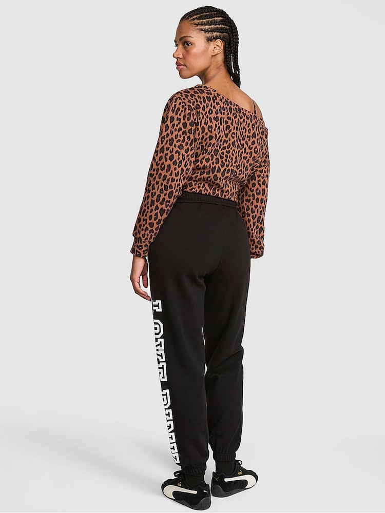 Victoria's Secret PINK Black Love PINK Cuffed Fleece Joggers - Image 2 of 2 Victoria's Secret PINK Black Love PINK Cuffed Fleece Joggers - Image 2 of 2