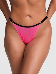 Victoria's Secret Pink Fall for Me Pink Thong Logo Mesh Knickers - Image 1 of 2