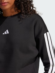 adidas Black Essentials 3-Stripes Fleece Sweatshirt - Image 5 of 6