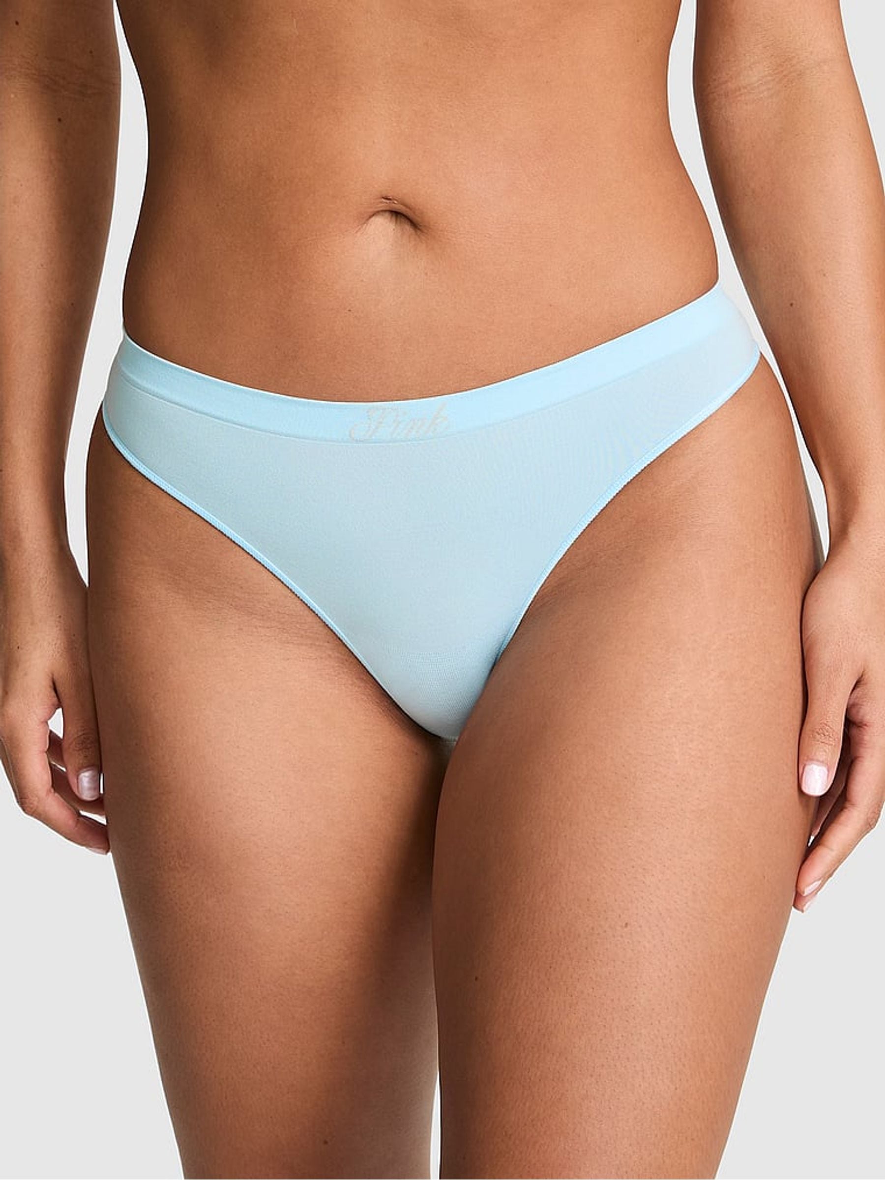 Victoria's Secret PINK Stream Blue Thong Seamless Knickers
