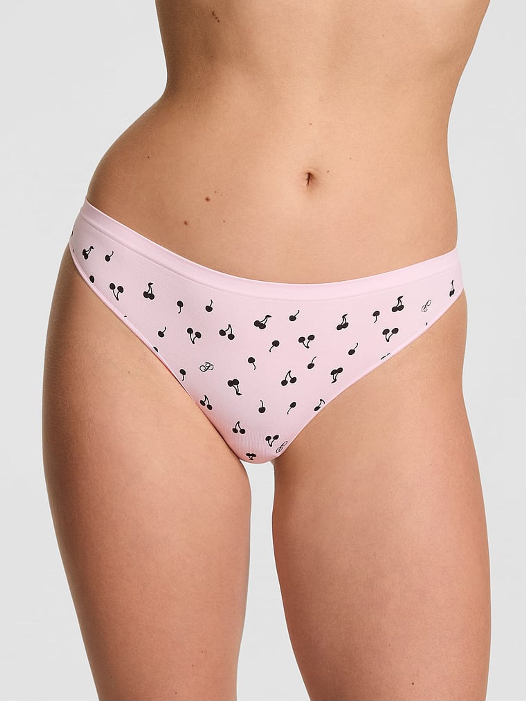 Victoria's Secret PINK Pink Tulip Cherry Print Thong Seamless Knickers