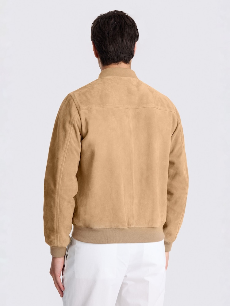 MOSS Natural Suede Bomber Jacket - Image 2 of 4