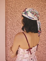 Cath Kidston Ecru Flamingo Print Silk Blend Scarf - Image 5 of 10