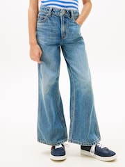 Tommy Hilfiger Blue Mabel Whiskered High Rise Wide Leg Jeans - Image 1 of 5
