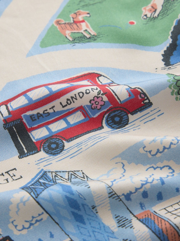 Cath Kidston Blue London Print Silk Blend Scarf - Image 2 of 3 Cath Kidston Blue London Print Silk Blend Scarf - Image 2 of 3