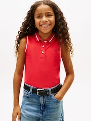 Tommy Hilfiger Red Essential Tipped Sleeveless Polo Shirt - Image 1 of 5