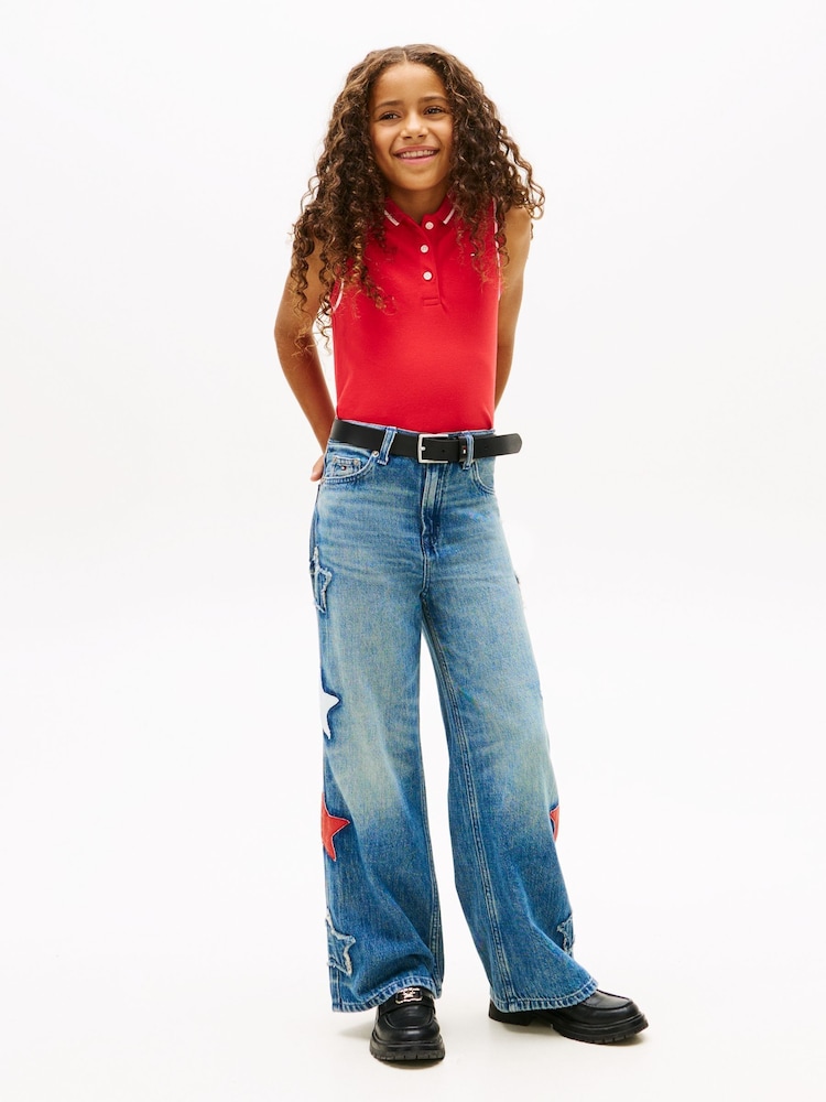 Tommy Hilfiger Red Essential Tipped Sleeveless Polo Shirt - Image 2 of 5