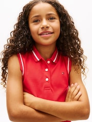 Tommy Hilfiger Red Essential Tipped Sleeveless Polo Shirt - Image 4 of 5