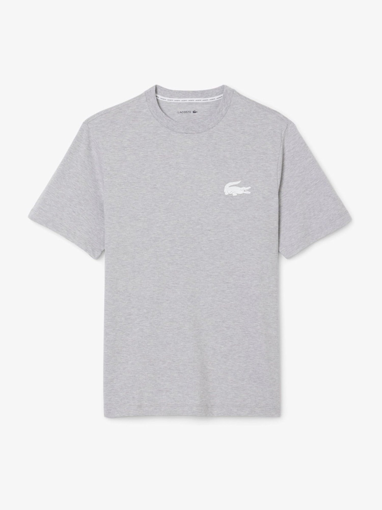 Gris - T-shirt à manches courtes Lacoste Lounge imprimé crocodile - Image 1 sur 3