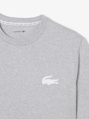 Gris - T-shirt à manches courtes Lacoste Lounge imprimé crocodile - Image 2 sur 3