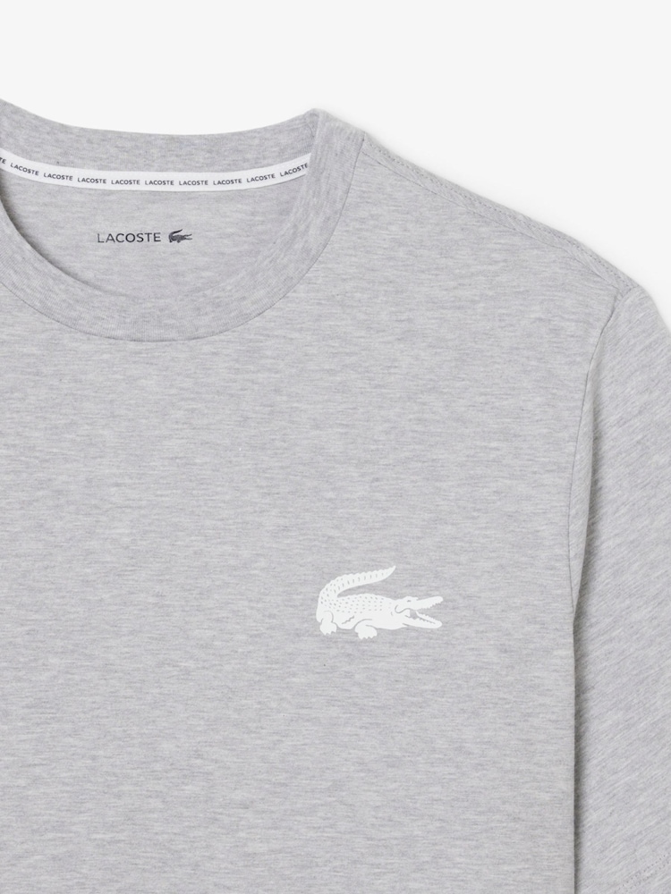 Gris - T-shirt à manches courtes Lacoste Lounge imprimé crocodile - Image 2 sur 3