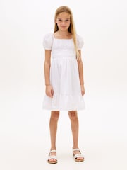Tommy Hilfiger White Seersucker Puff Short Sleeve Dress - Image 1 of 5