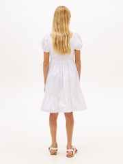 Tommy Hilfiger White Seersucker Puff Short Sleeve Dress - Image 2 of 5