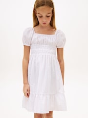 Tommy Hilfiger White Seersucker Puff Short Sleeve Dress - Image 3 of 5