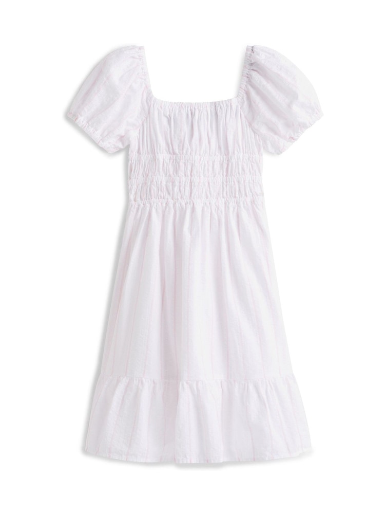 Tommy Hilfiger White Seersucker Puff Short Sleeve Dress - Image 5 of 5