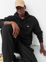 Melns - Lacoste Classic Fit flīsa kapučjaka - Attēls 4 no 5
