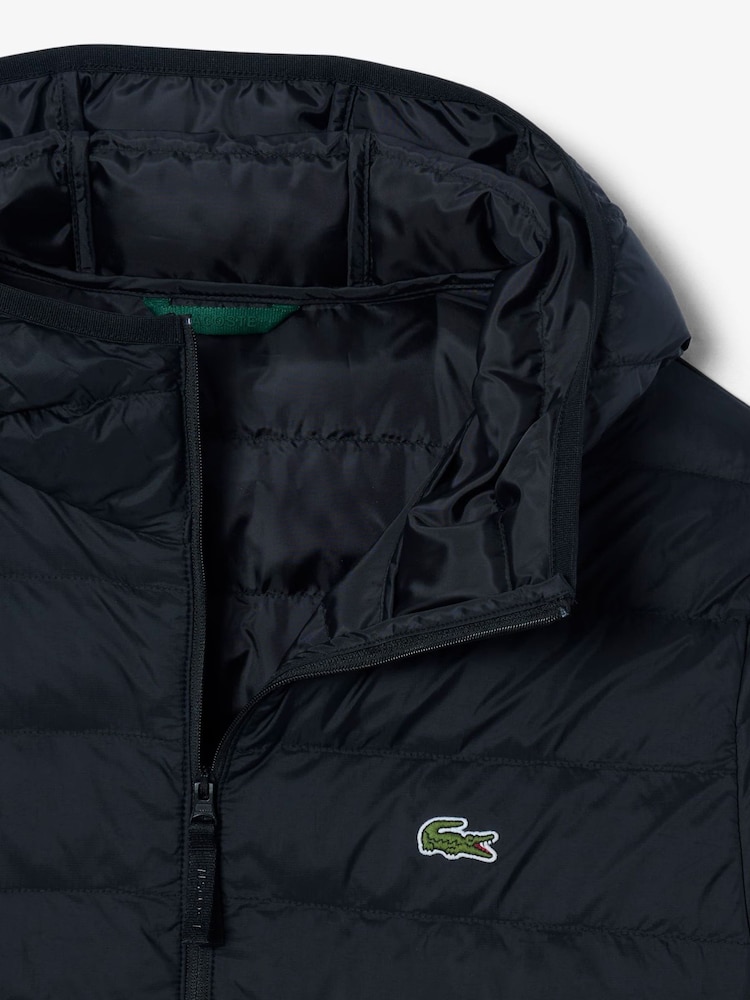 Lacoste Black Lightweight Water Repellent Ripstop Puffed Jacket - Image 2 of 4
