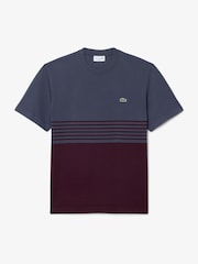 Lacoste Grey Classic Fit Striped Jersey Colorblock T-Shirt - Image 1 of 3