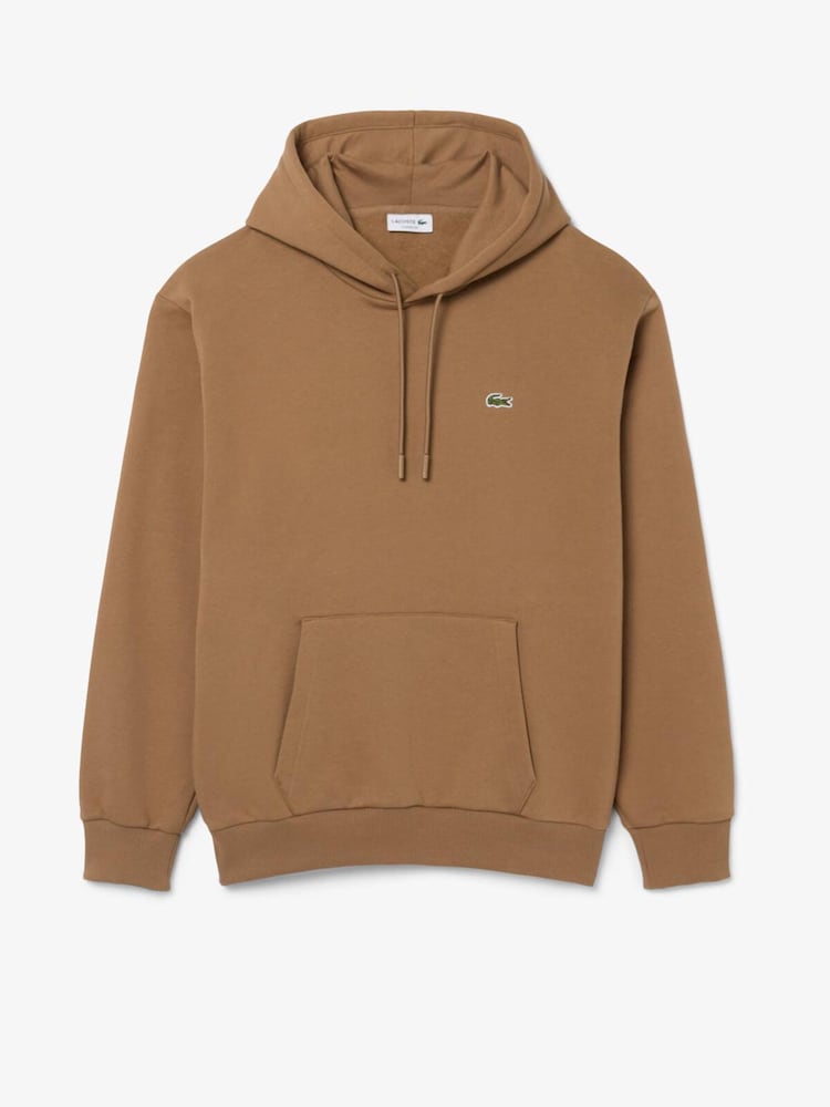 Lacoste Light Brown Classic Fit Fleece Hoodie - Image 1 of 4 Lacoste Light Brown Classic Fit Fleece Hoodie - Image 1 of 4