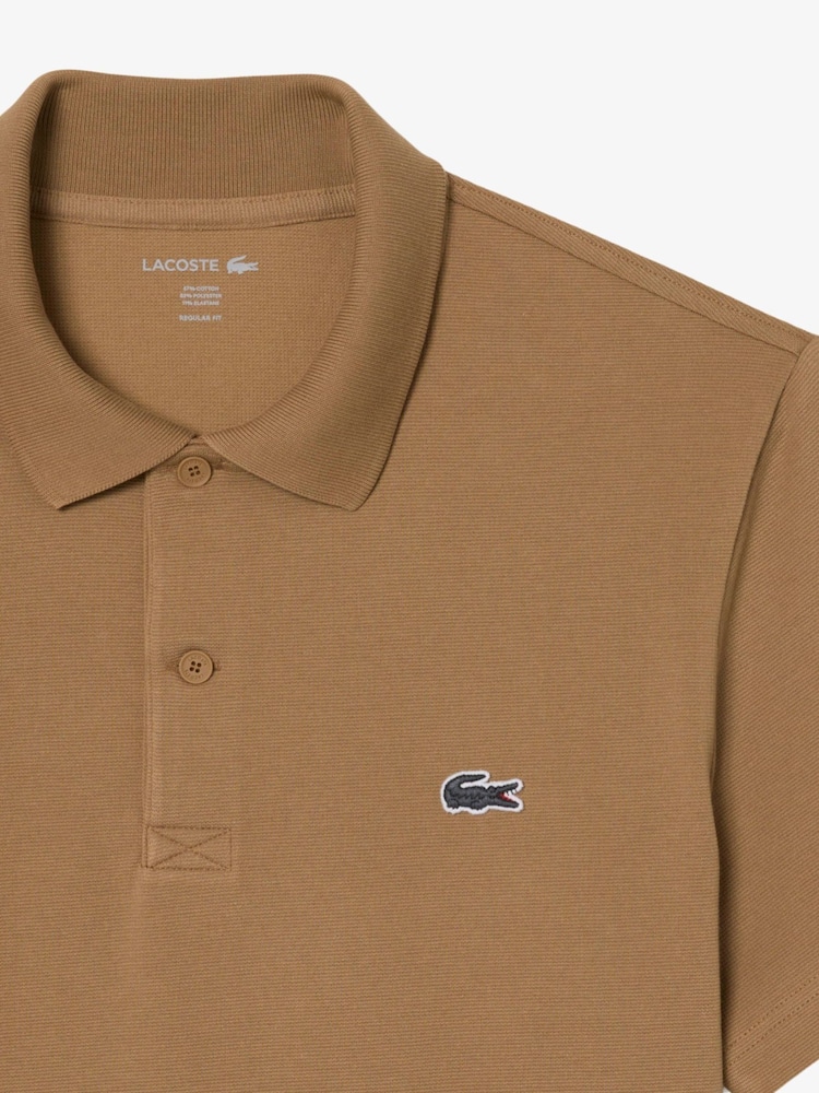 Lacoste Brown Regular Fit Cotton Blend Polo Shirt - Image 2 of 3 Lacoste Brown Regular Fit Cotton Blend Polo Shirt - Image 2 of 3