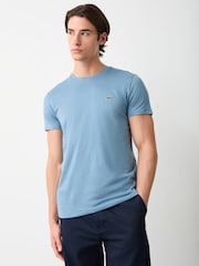 Hellblau - Lacoste Baumwoll-T-Shirt mit Rundhals und Kurzarm - Bild 1 von 4