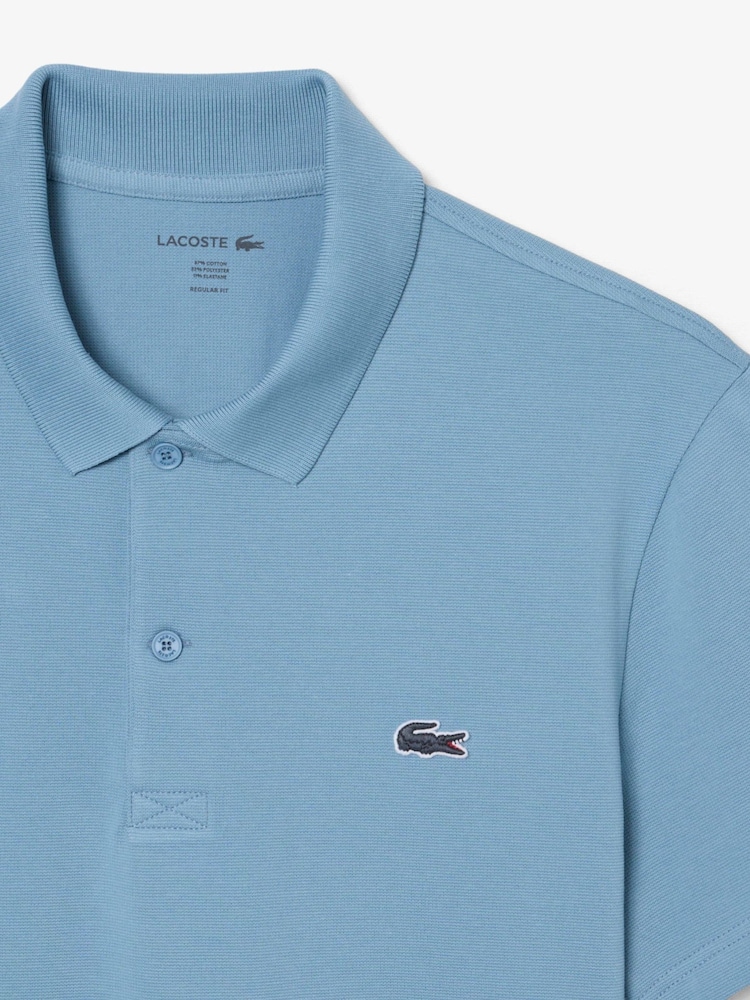 Lacoste Blue Regular Fit Cotton Blend Polo Shirt - Image 3 of 3 Lacoste Blue Regular Fit Cotton Blend Polo Shirt - Image 3 of 3