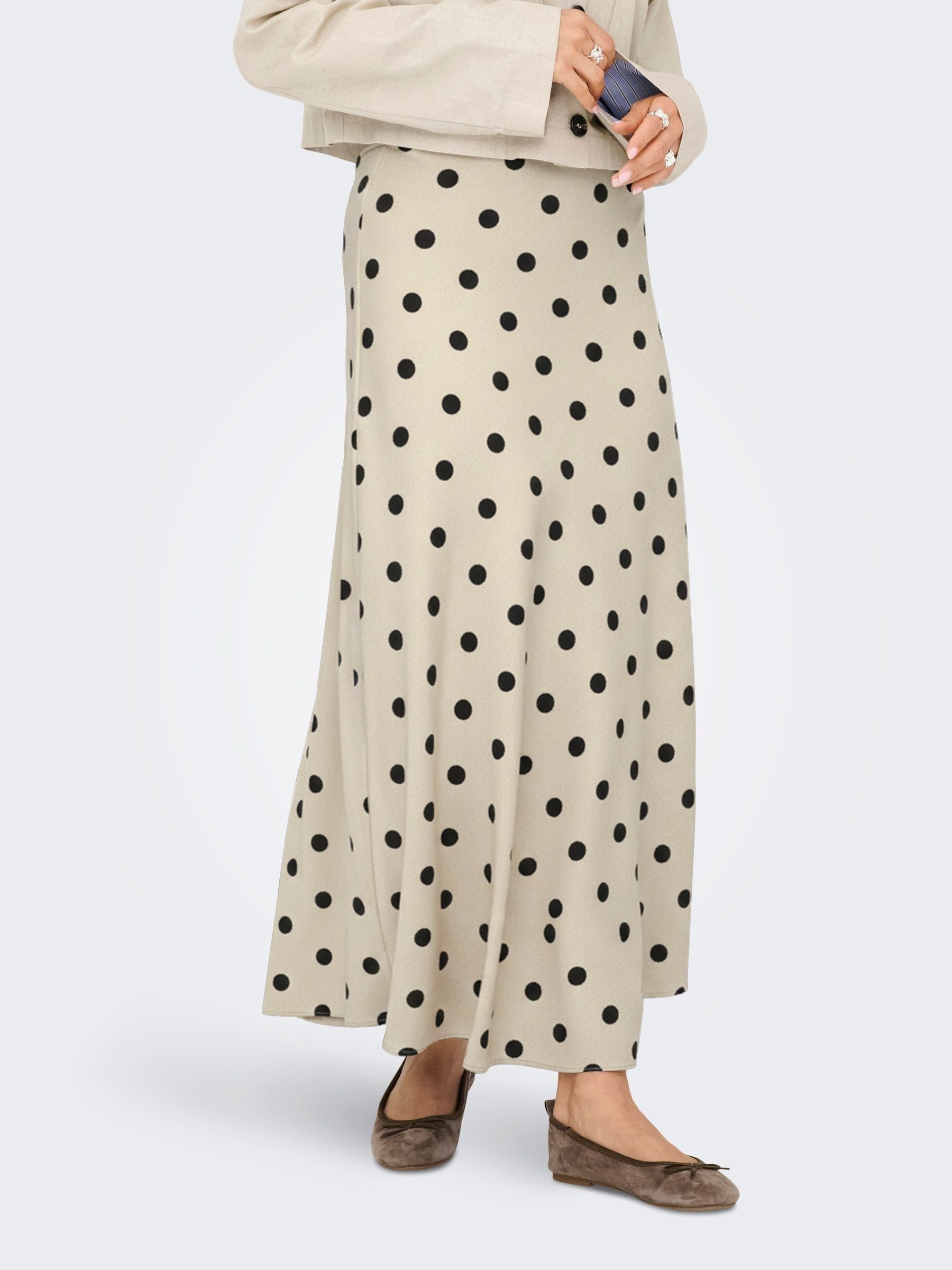 Buy JDY Cream/Brown Polka Dot Satin Maxi Skirt from Next USA
