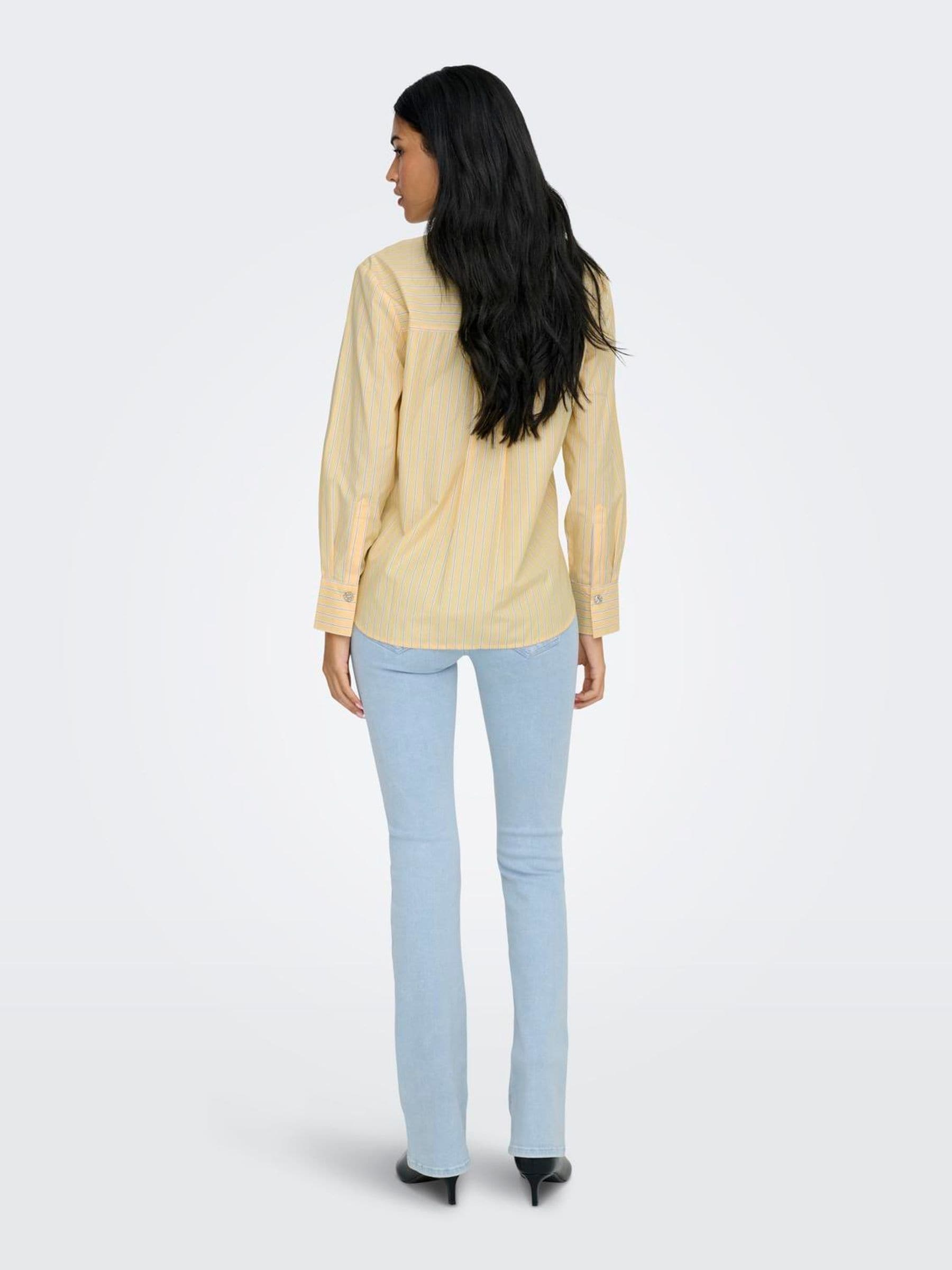 Buy JDY Yellow Striped Button Detail Shirt from Next Canada