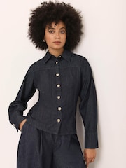 Mint Velvet Blue Denim Fitted Shirt - Image 1 of 8