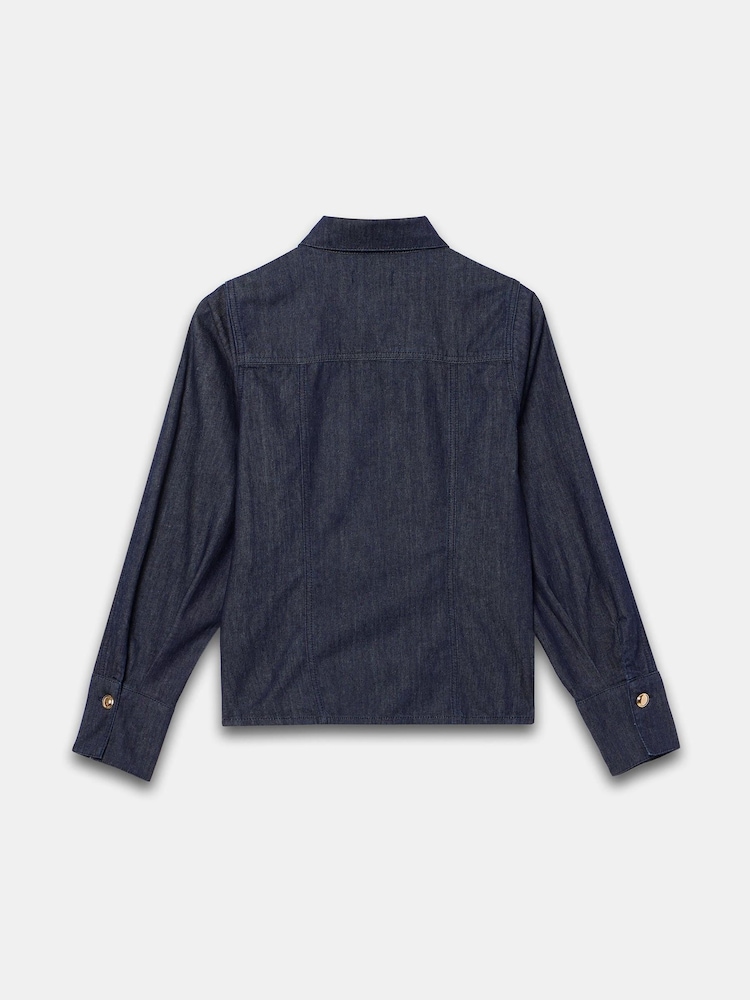 Mint Velvet Blue Denim Fitted Shirt - Image 8 of 8