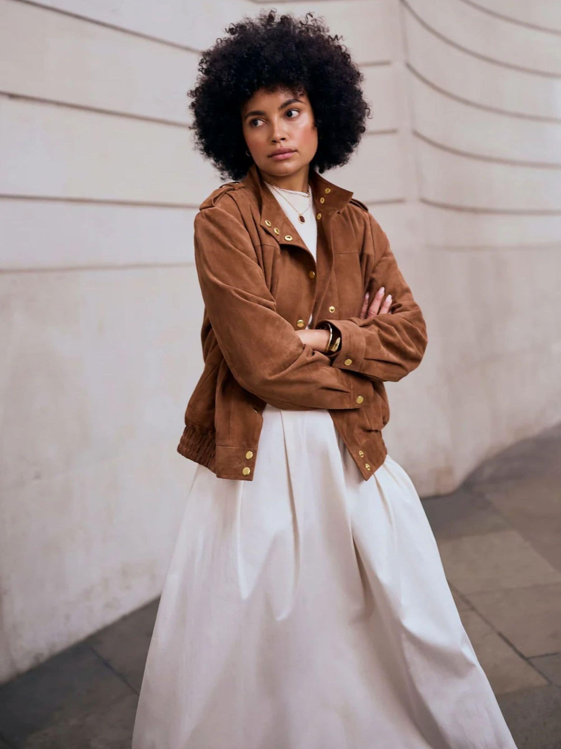 Buy Mint Velvet Brown Suede Pilot Bomber Jacket from the Next UK