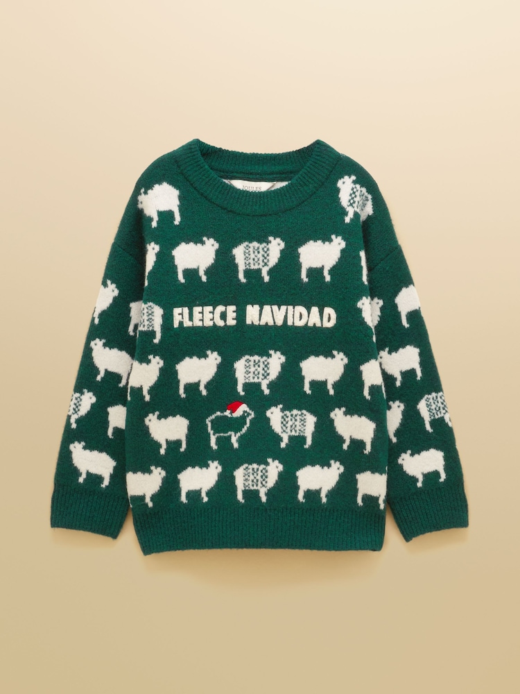 Joules Kids' Woolies Green Crew Neck Knitted Jumper - Image 1 of 4 Joules Kids' Woolies Green Crew Neck Knitted Jumper - Image 1 of 4