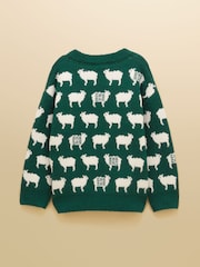 Joules Kids' Woolies Green Crew Neck Knitted Jumper - Image 2 of 4