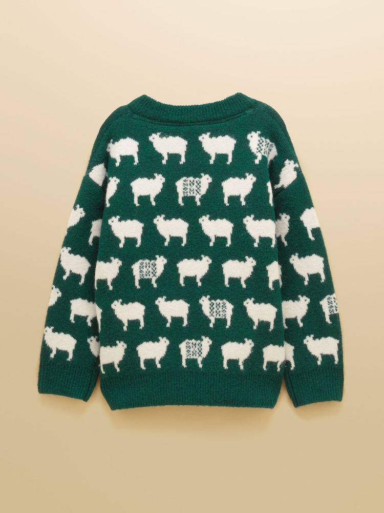Joules Kids' Woolies Green Crew Neck Knitted Jumper - Image 2 of 4 Joules Kids' Woolies Green Crew Neck Knitted Jumper - Image 2 of 4