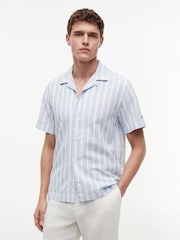 Tommy Hilfiger Linen Blend Textured Stripe Short Sleeve Shirt - Image 1 of 5