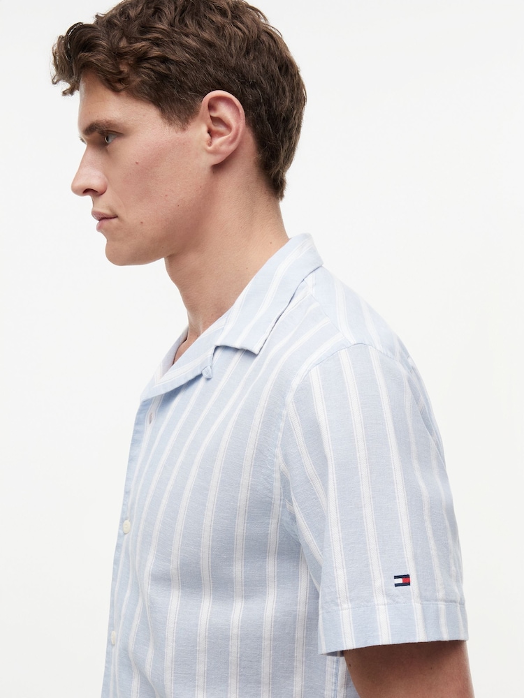 Tommy Hilfiger Linen Blend Textured Stripe Short Sleeve Shirt - Image 2 of 5