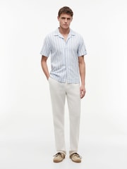 Tommy Hilfiger Linen Blend Textured Stripe Short Sleeve Shirt - Image 4 of 5