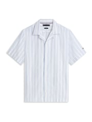 Tommy Hilfiger Linen Blend Textured Stripe Short Sleeve Shirt - Image 5 of 5
