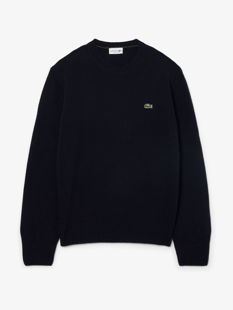 Blau - Lacoste Classic Fit Carded Wool Crew Neck Sweater - Bild 1 von 3