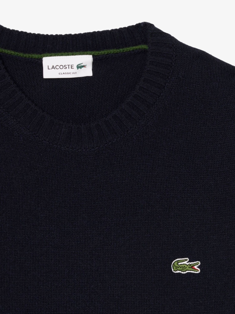 Blau - Lacoste Classic Fit Carded Wool Crew Neck Sweater - Bild 2 von 3