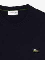 Lacoste Blue Classic Fit Carded Wool Crew Neck Sweater - Image 6 of 7