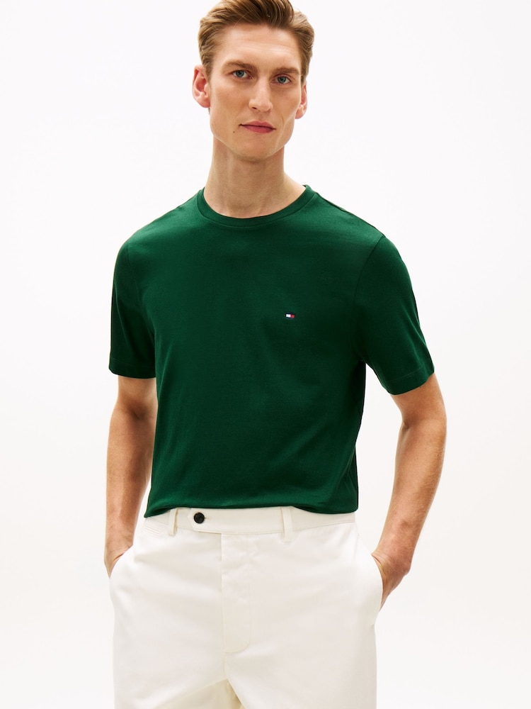 Tommy Hilfiger Nocturnal Green Flag Embroidery Crew Neck T-Shirt - Image 1 of 5