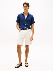 Tommy Hilfiger Blue Regular Fit Washed Linen Short Sleeve Shirt - Image 2 of 5
