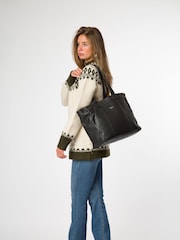 Cultured London Gisella Leather Black Tote Bag - Image 5 of 7