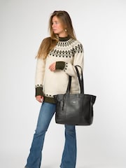 Cultured London Gisella Leather Black Tote Bag - Image 6 of 7