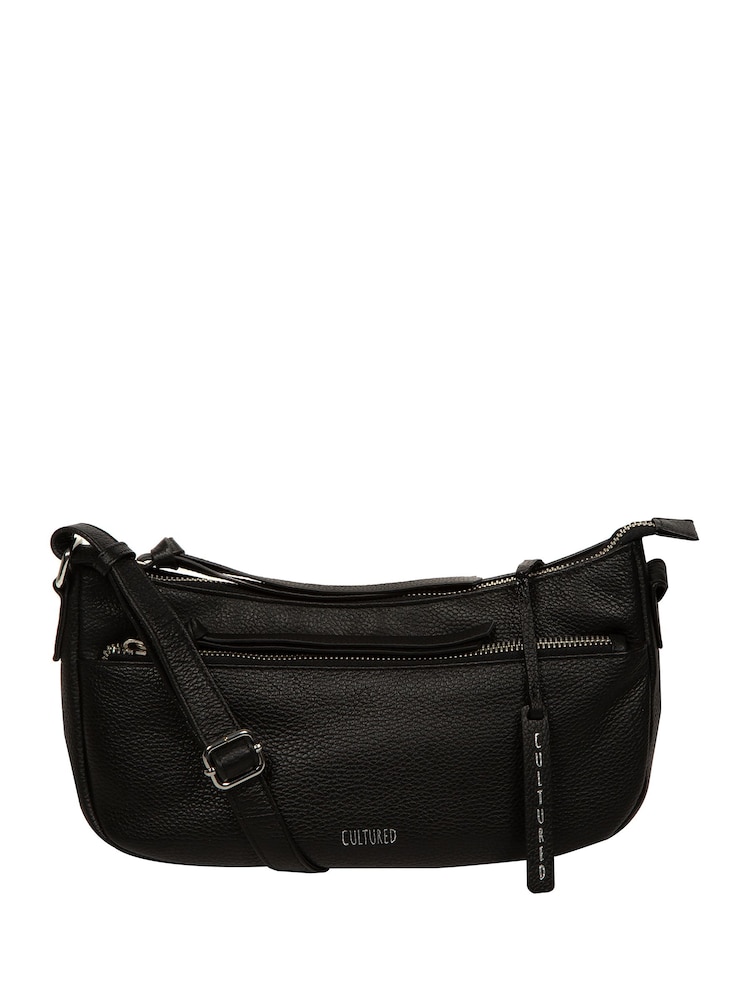 Cultured London Elowen Leather Cross Body Black Bag - Image 1 of 6 Cultured London Elowen Leather Cross Body Black Bag - Image 1 of 6