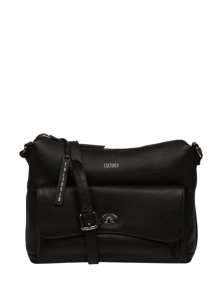 Cultured London Sylvie Leather Shoulder Black Bag - Image 1 of 7 Cultured London Sylvie Leather Shoulder Black Bag - Image 1 of 7